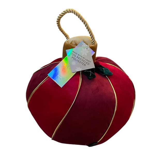 Rachel Zoe Velvet Christmas Ornament Pillow 10in Red Designer Holiday Decor New - Picture 5 of 13